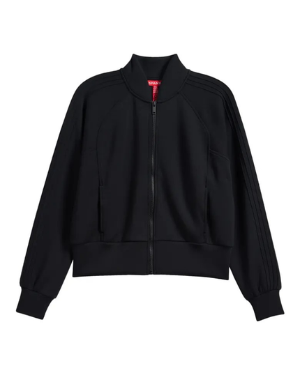Spanx Very Black Pintuck Track Jacket