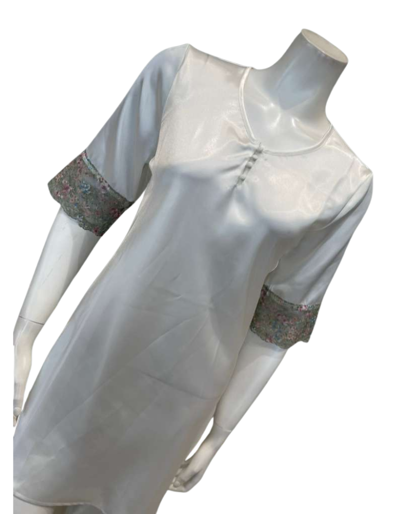 Madeleine Fig Claire Vintage Pearl Short Sleeve Chemise & Wrap Set Myselflingerie.com