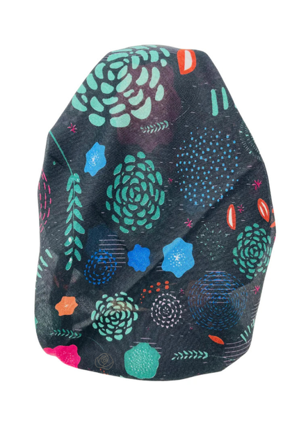 It's Younique OB-ABS-BKBL Black/Blue Abstract Pre-Tied Open Back Bandanna with Velvet Grip Myselflingerie.com