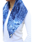 Scarf Bar Denim Paisley Patchwork Classic Pre-Tied Bandanna with Velvet Grip Myselflingerie.com