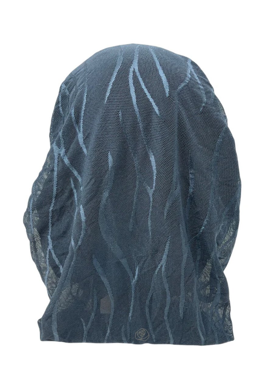 Ahead VT2601 Chambray Waverly Mesh Versatile Style Long Tails Open Back Pre-Tied Bandanna Myselflingerie.com