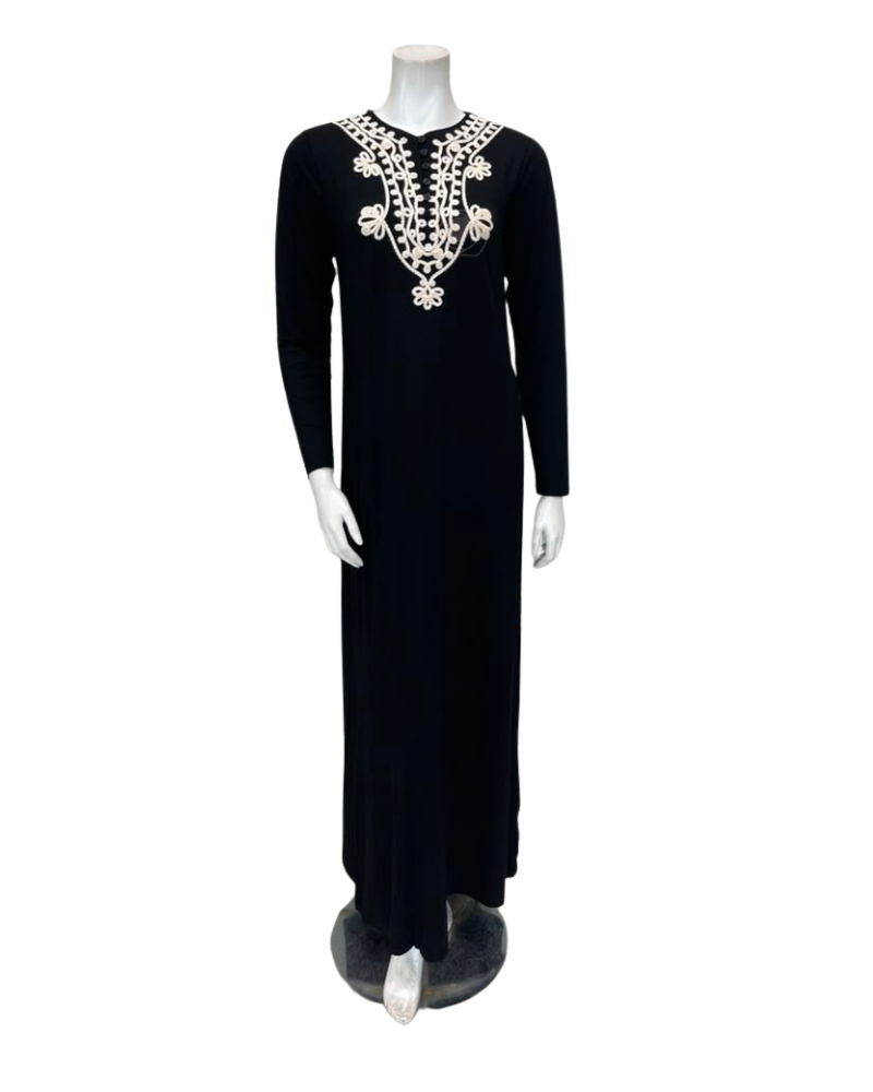 The Star Story Ivory Scroll Black Modal Button Down Nightgown