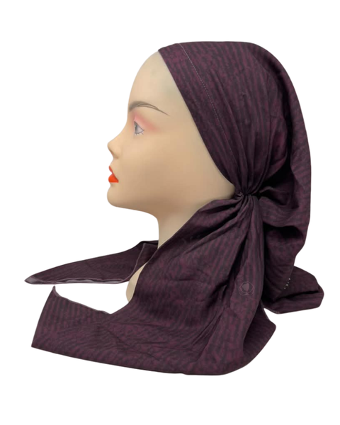 Lizi Headwear IB-OB-BX-26613 Wine Paisley Open Back Adjustable Pre-Tied Bandanna with Velvet Grip