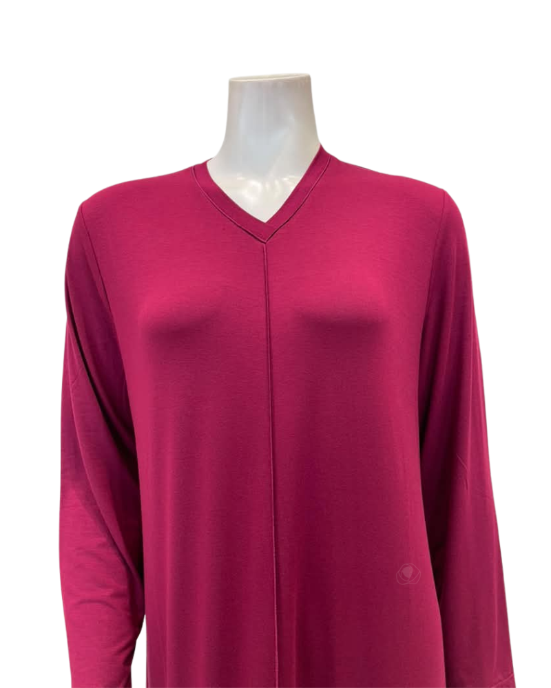 Verdiani 8617J145 Burgundy V Stitch Pull On Modal Nightgown