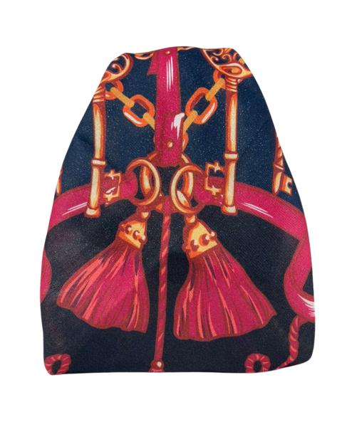 It's Younique OB-SHIM-RDGDCHA Red/Gold Chains Shimmer Pre-Tied Open Back Bandanna with Velvet Grip