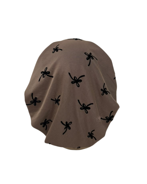 Triple Up Taupe/Black Mesh Bows Lined Pre-Tied Bandanna