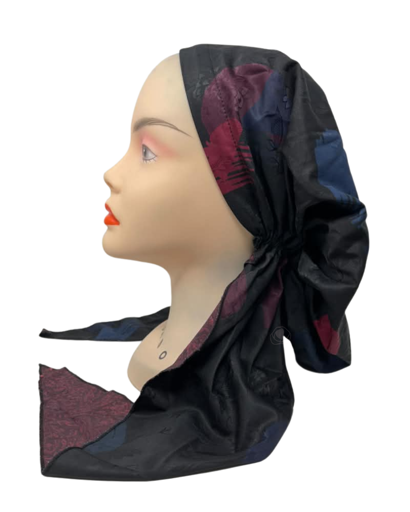 Lizi Headwear Paint Brush Silk Prints Adjustable Pre-Tied Bandanna with Velvet Grip