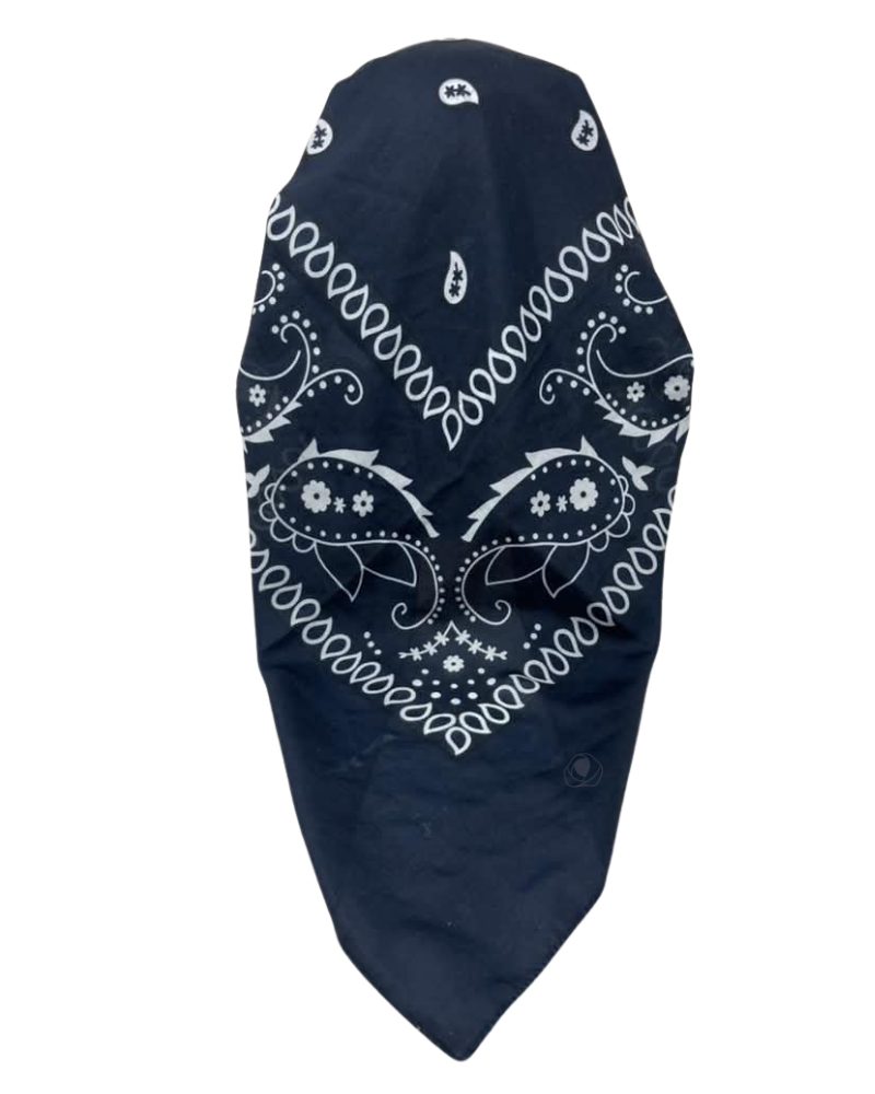 It's Younique Dark Navy Paisley Bandanna Print Pre-Tied Open Back Bandanna with Velvet Grip