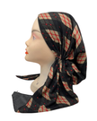 Ahead Black Tan Vintage Plaid Classic Fit Pre-Tied Bandanna