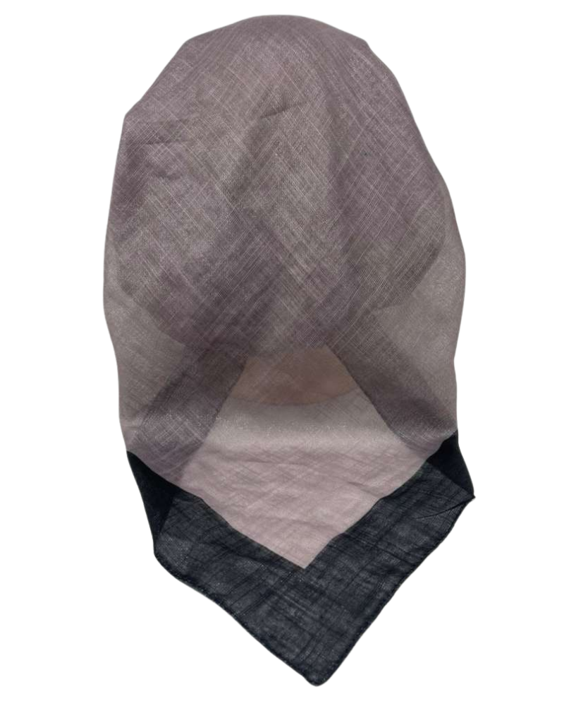 It's Younique Solid Grey Shimmer Black Border Pre-Tied Open Back Bandanna with Velvet Grip