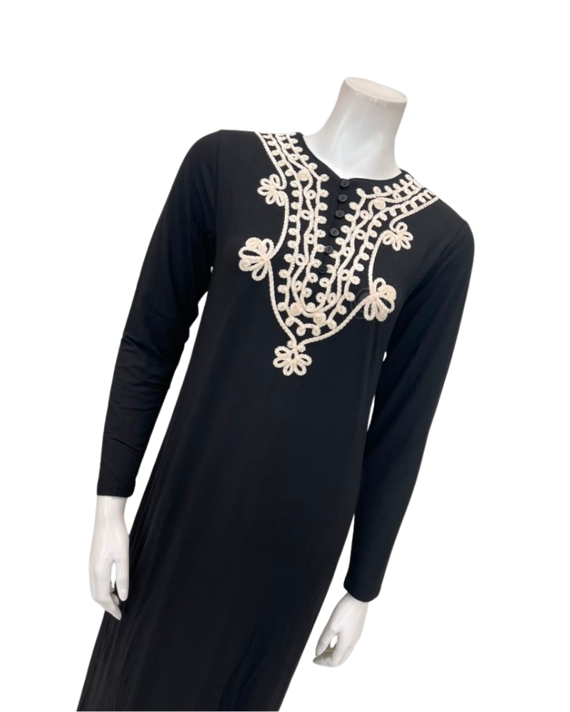 The Star Story Ivory Scroll Black Modal Button Down Nightgown