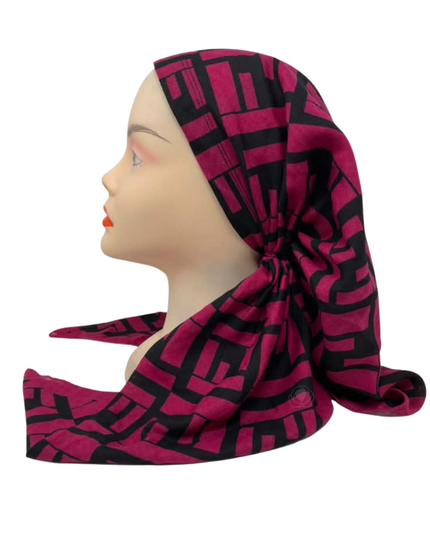 Cherie Black Berry F Design Adjustable Pre-Tied Open Back Bandanna