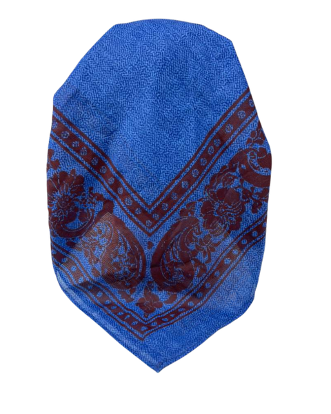 Ahead Denim with Burgundy Legacy Versatile Short Tails Adjustable Open Back Pre-Tied Bandanna