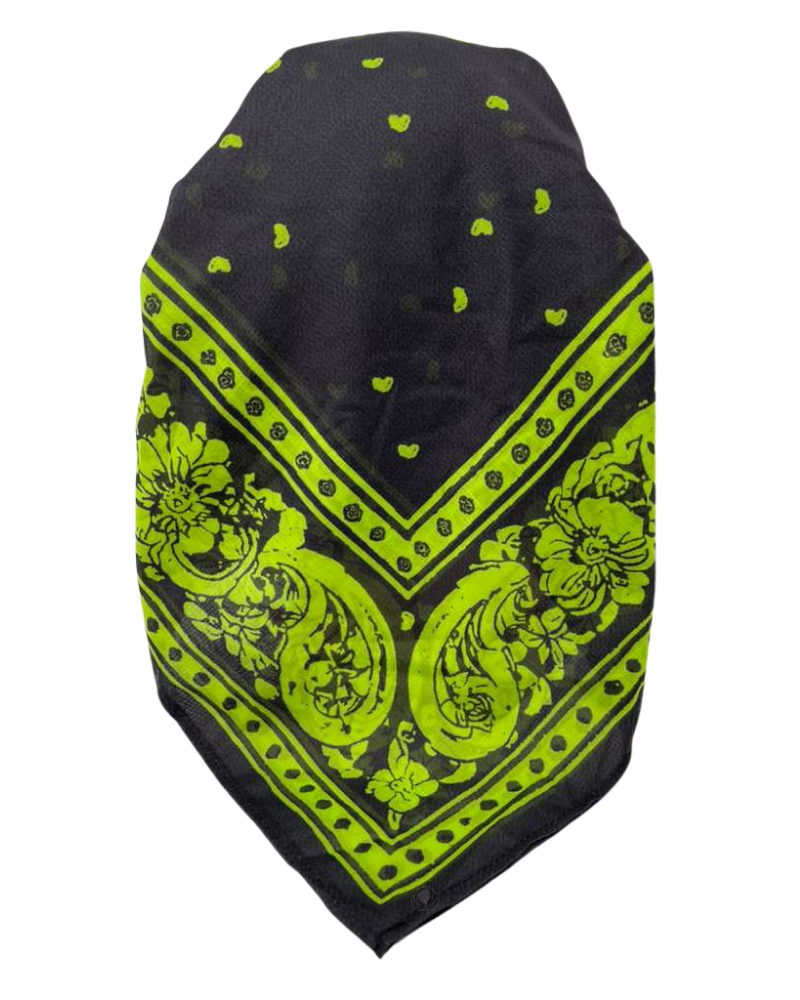 Ahead Black Lime Legacy Versatile Short Tails Adjustable Open Back Pre-Tied Bandanna