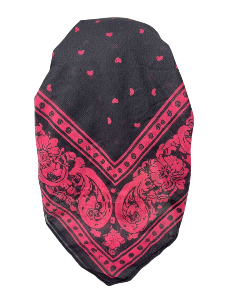Ahead Black Pink Legacy Versatile Short Tails Adjustable Open Back Pre-Tied Bandanna