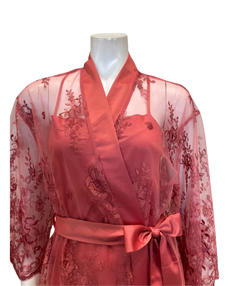 Rya Collection Camelia Darling Lace Chemise & Wrap Set