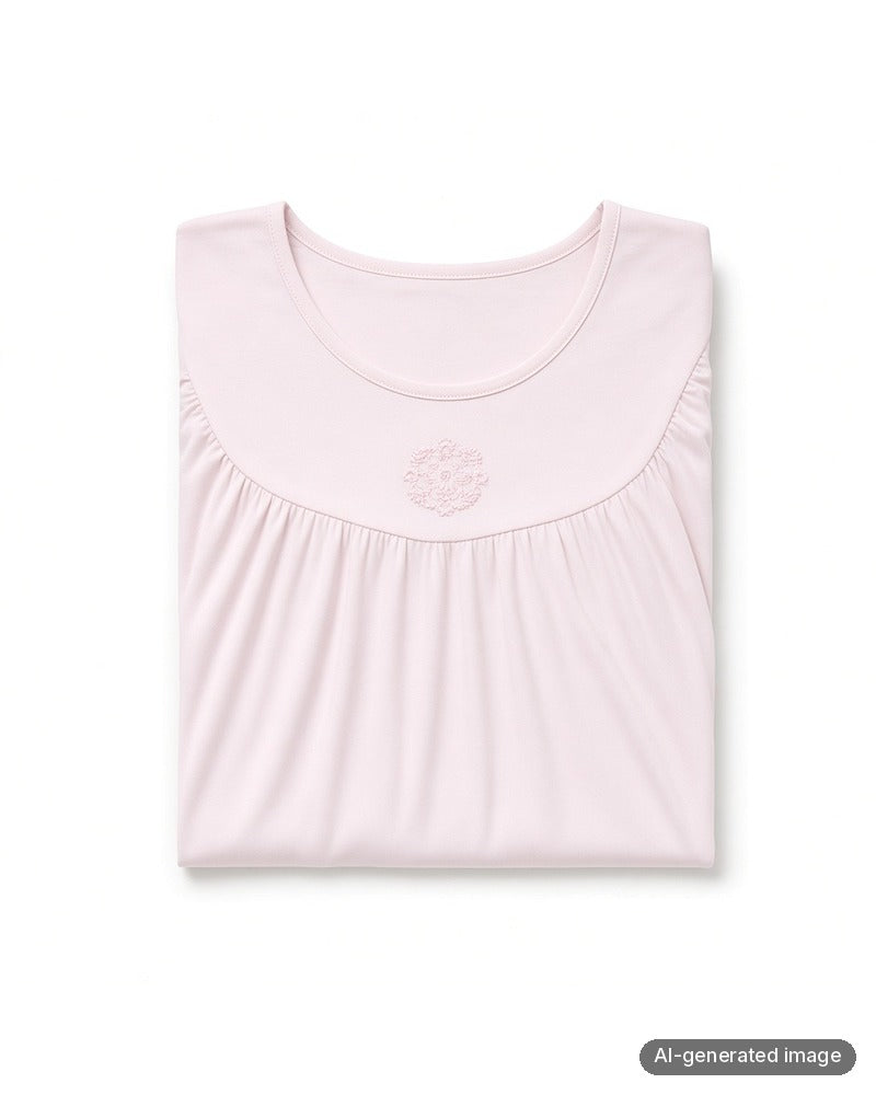 Folded Calida Powder Pink Long Sleeves 100% Cotton Nightshirt