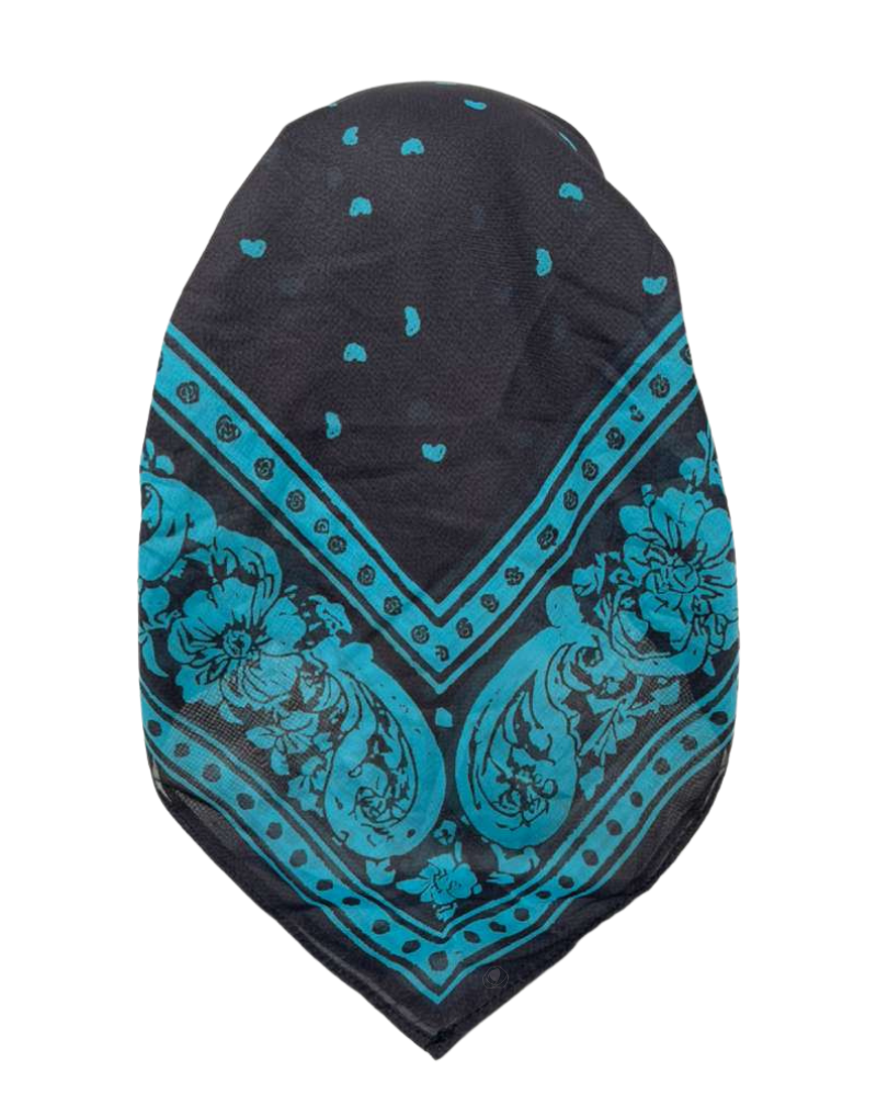 Ahead Black Teal Legacy Versatile Short Tails Adjustable Open Back Pre-Tied Bandanna