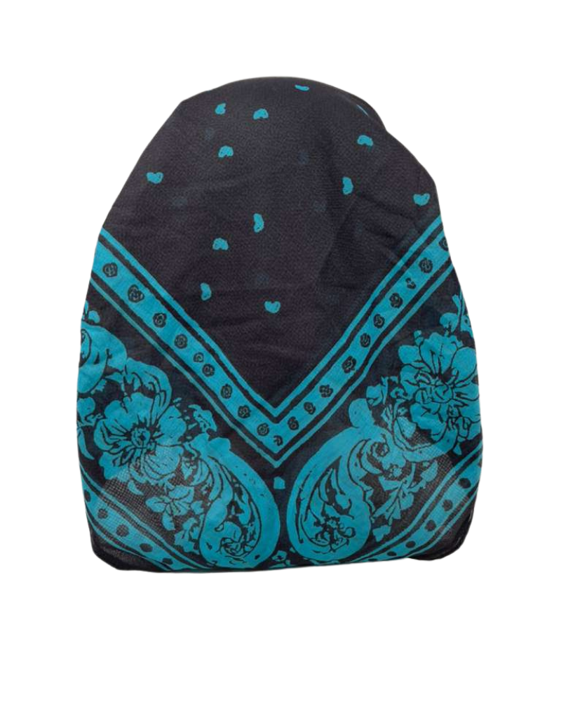 Ahead Black Teal Legacy Versatile Short Tails Adjustable Open Back Pre-Tied Bandanna