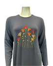 Pen-ky Carbon Blue Embroidered Flowers Modal Pull On Nightgown