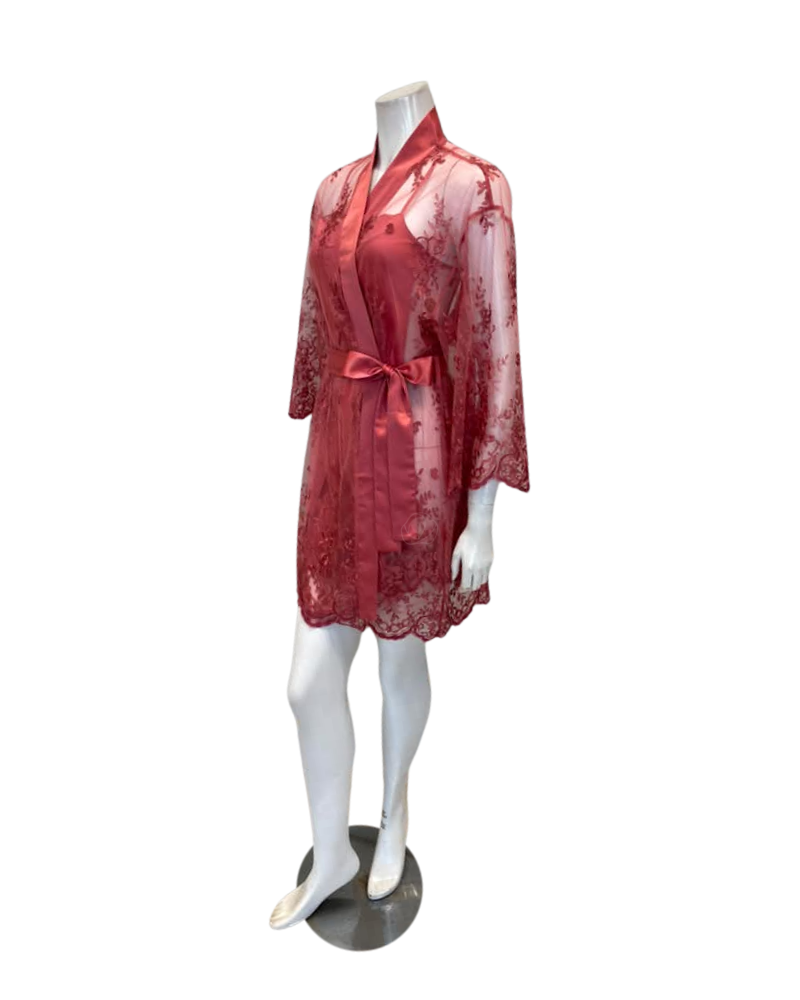 Rya Collection Camelia Darling Lace Chemise & Wrap Set
