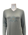 Angelice Sage Green Royal Embroidery V Neck Pull On Modal Nightgown