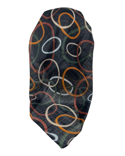 It's Younique Rust/Green/Cream Ovals Shimmer Pre-Tied Open Back Bandanna with Velvet Grip