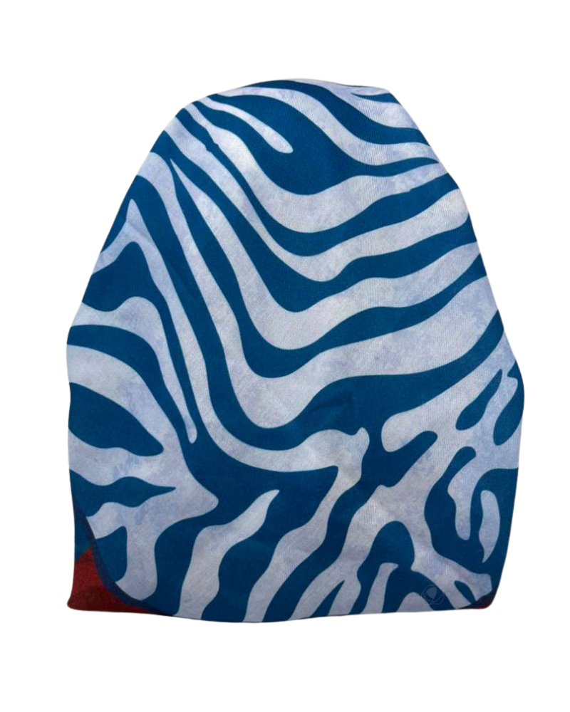 It's Younique Blue/White Stripped Animal Print Pre-Tied Open Back Bandanna with Velvet Grip