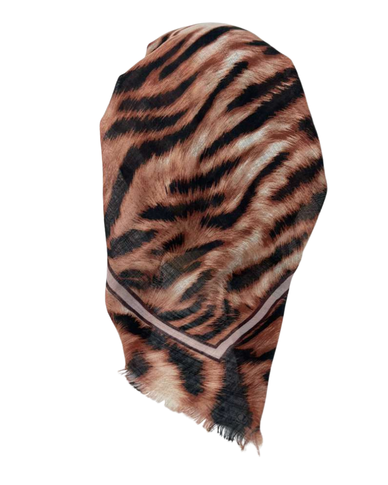It's Younique Brown Animal Print Pre-Tied Open Back Bandanna with Velvet Grip