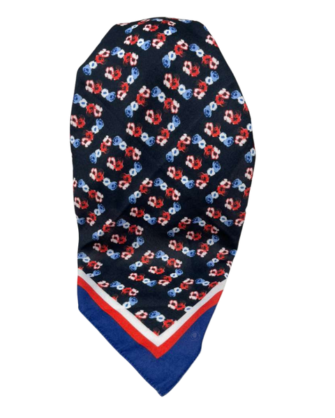 It's Younique Red/White/Blue Small Flowers Pre-Tied Open Back Bandanna with Velvet Grip