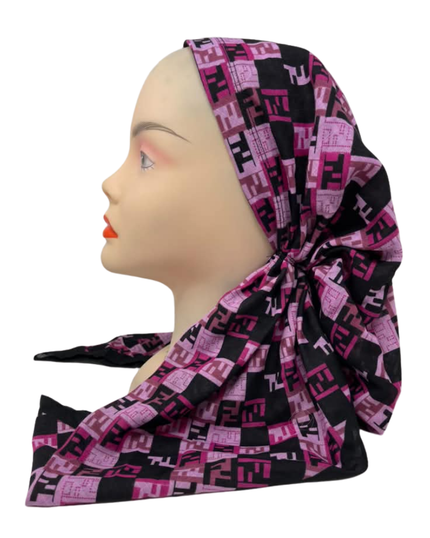 Cherie Small Multi F Design Adjustable Pre-Tied Open Back Bandanna