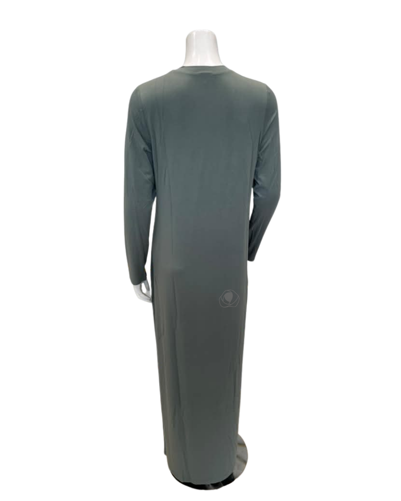 Angelice Sage Green Royal Embroidery V Neck Pull On Modal Nightgown