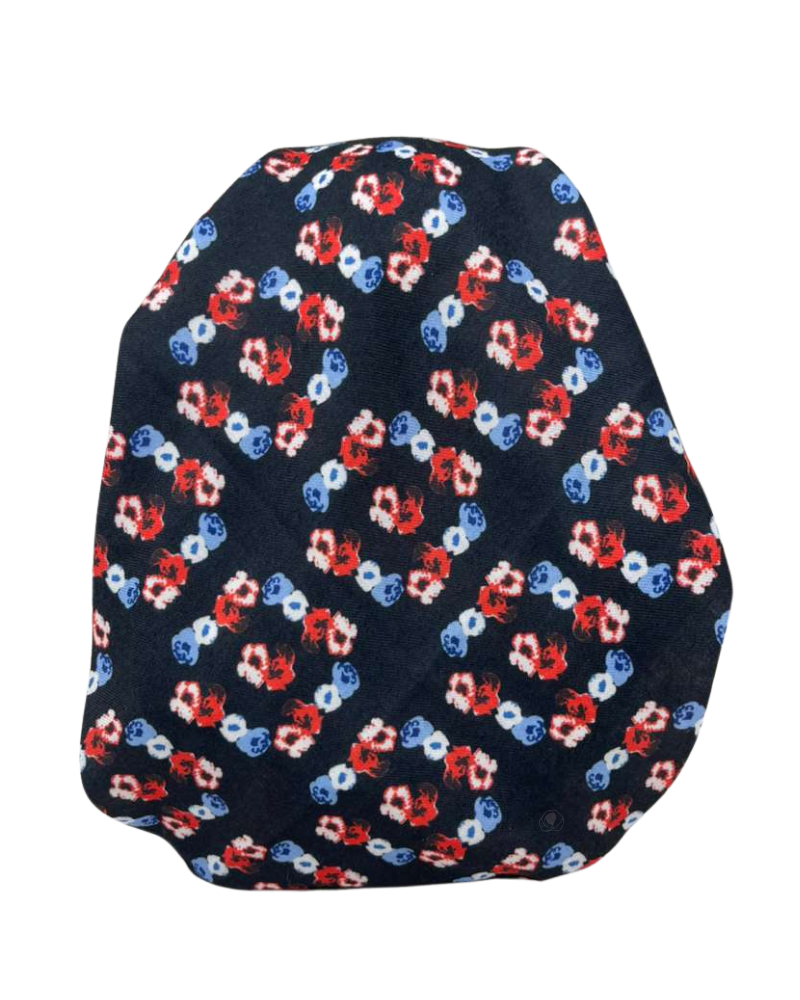 It's Younique Red/White/Blue Small Flowers Pre-Tied Open Back Bandanna with Velvet Grip