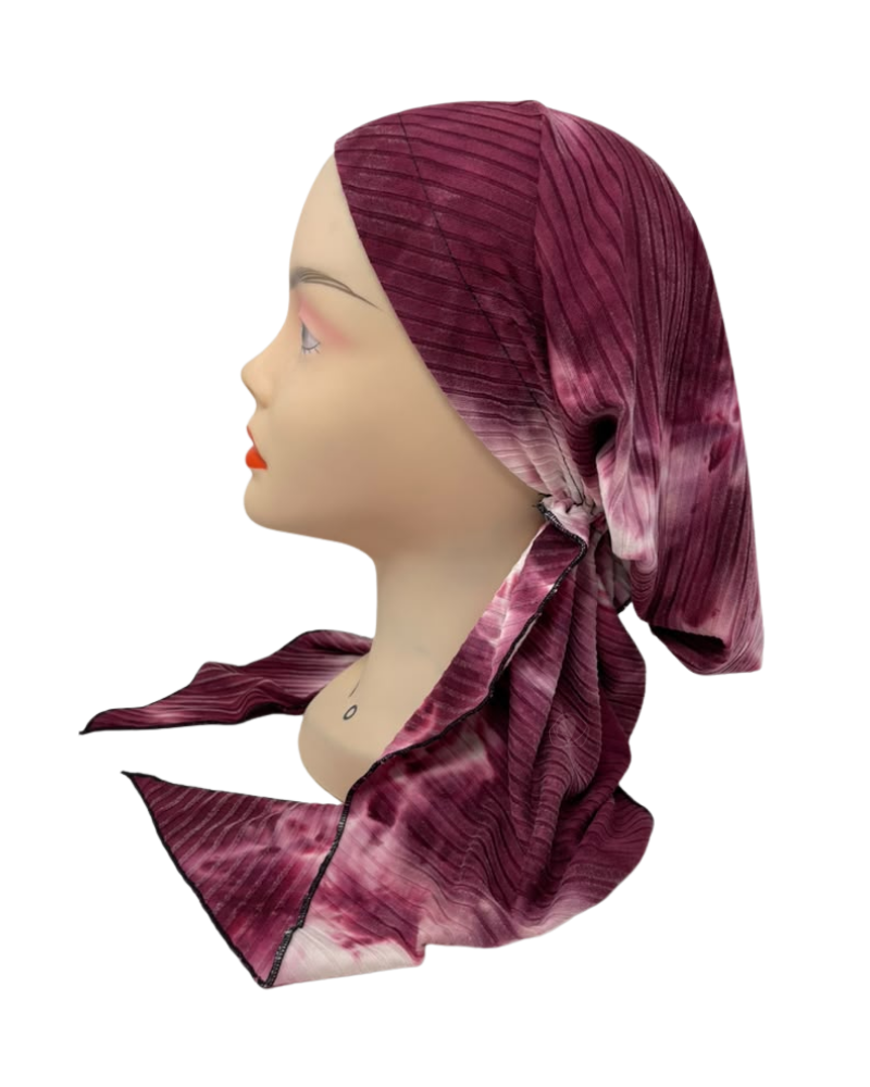 Triple Up Dark Pink Ribbed Tie Dye Unlined Pre-Tied Bandanna