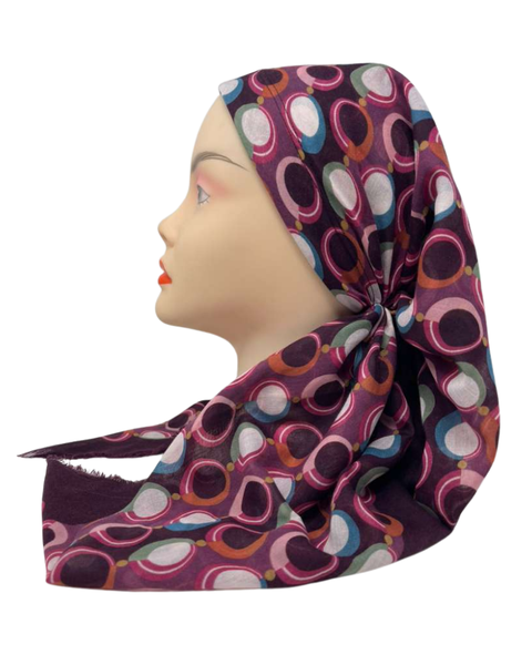 It's Younique OB-CIR-MA Maroon/Multi Circles Pre-Tied Open Back Bandanna with Velvet Grip