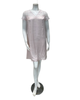 Oh! Zuza Blush Sheer Lace V Neck Short Sleeve Satin Nightshirt
