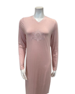 Angelice Light Pink Royal Embroidery V Neck Pull On Modal Nightgown