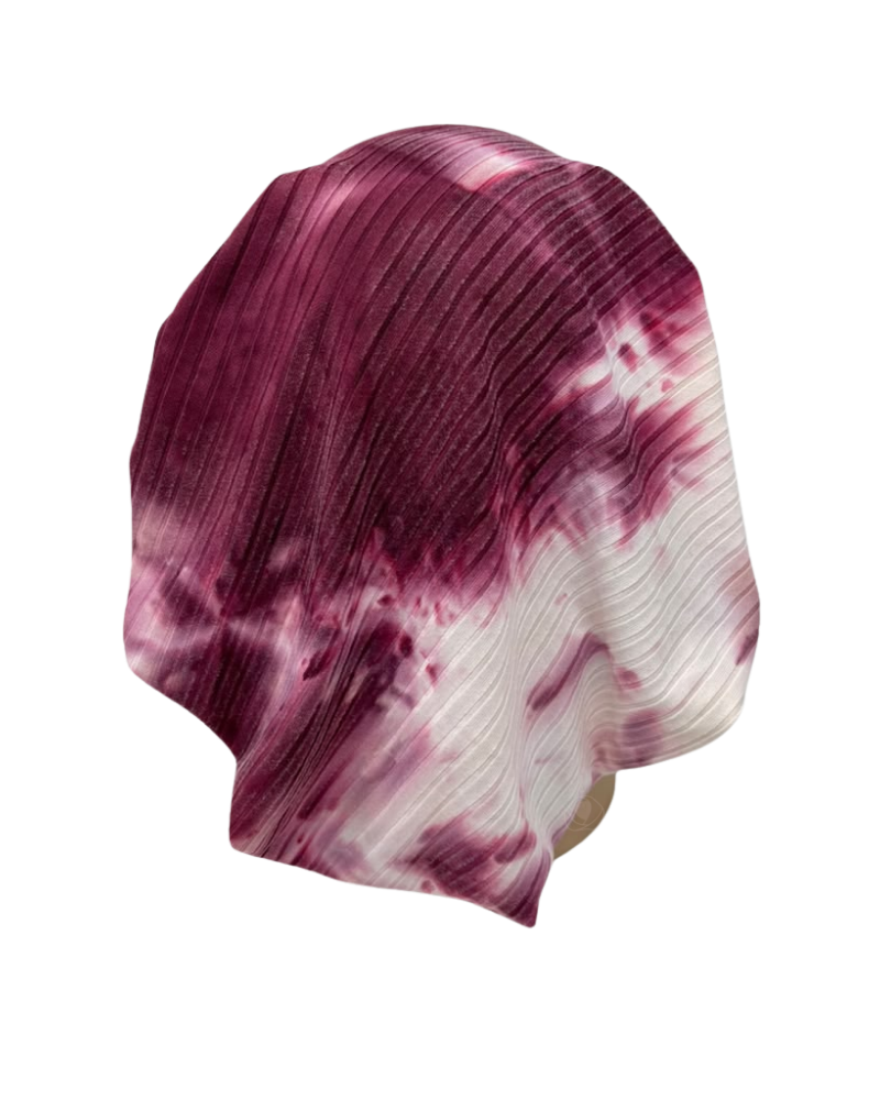 Triple Up Dark Pink Ribbed Tie Dye Unlined Pre-Tied Bandanna