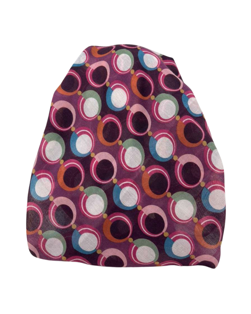 It's Younique Maroon/Multi Circles Pre-Tied Open Back Bandanna with Velvet Grip