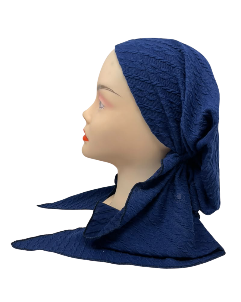 Triple Up Navy Cable Knit Unlined Pre-Tied Bandanna