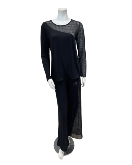 Verdiani 4665 Sheer Lace Black Modal Pajamas Set