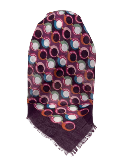 It's Younique Maroon/Multi Circles Pre-Tied Open Back Bandanna with Velvet Grip