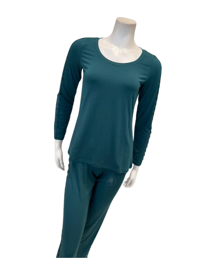 Oh! Zuza Deep Green Lace Trim Modal Pajamas Set