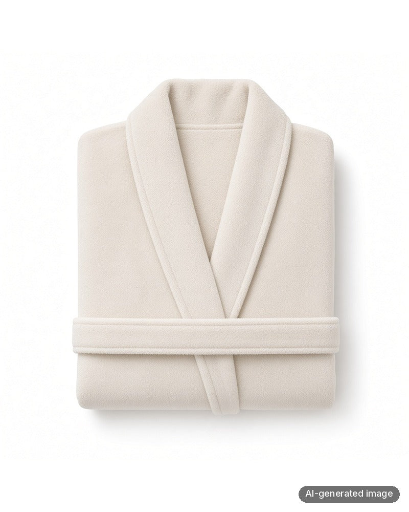 Folded Feraud Paris Cream Plush Short Terry Wrap Bath Robe