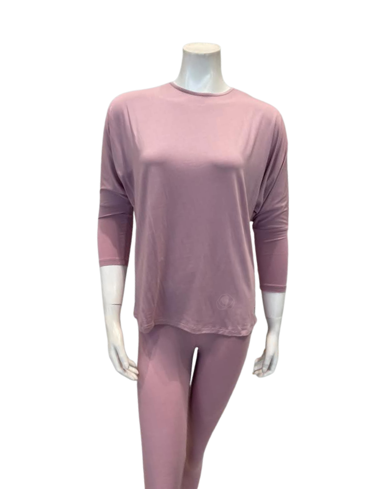 Oh! Zuza Lilac Round Neck Modal Pajamas Set