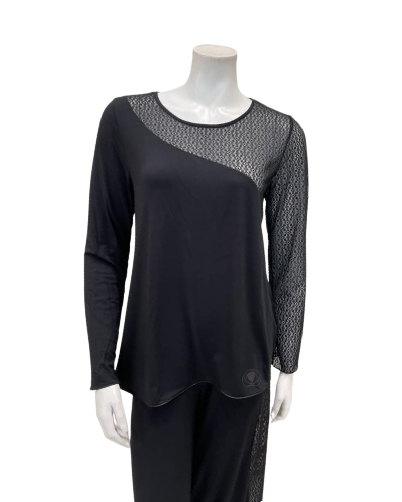 Verdiani Sheer Lace Black Modal Pajamas Set