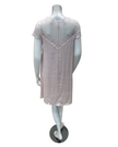 Oh! Zuza Blush Sheer Lace V Neck Short Sleeve Satin Nightshirt