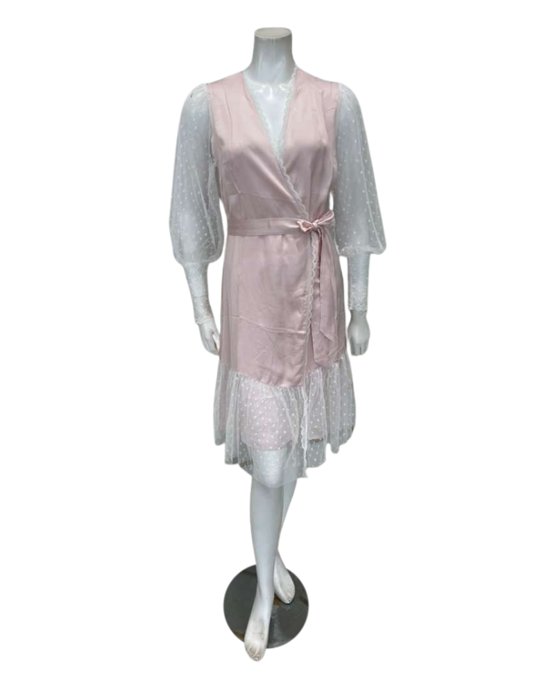 Oh! Zuza Blush Satin and Lace Chemise & Wrap Set