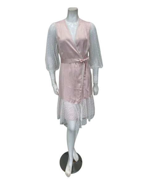 Oh! Zuza Blush Satin and Lace Chemise & Wrap Set