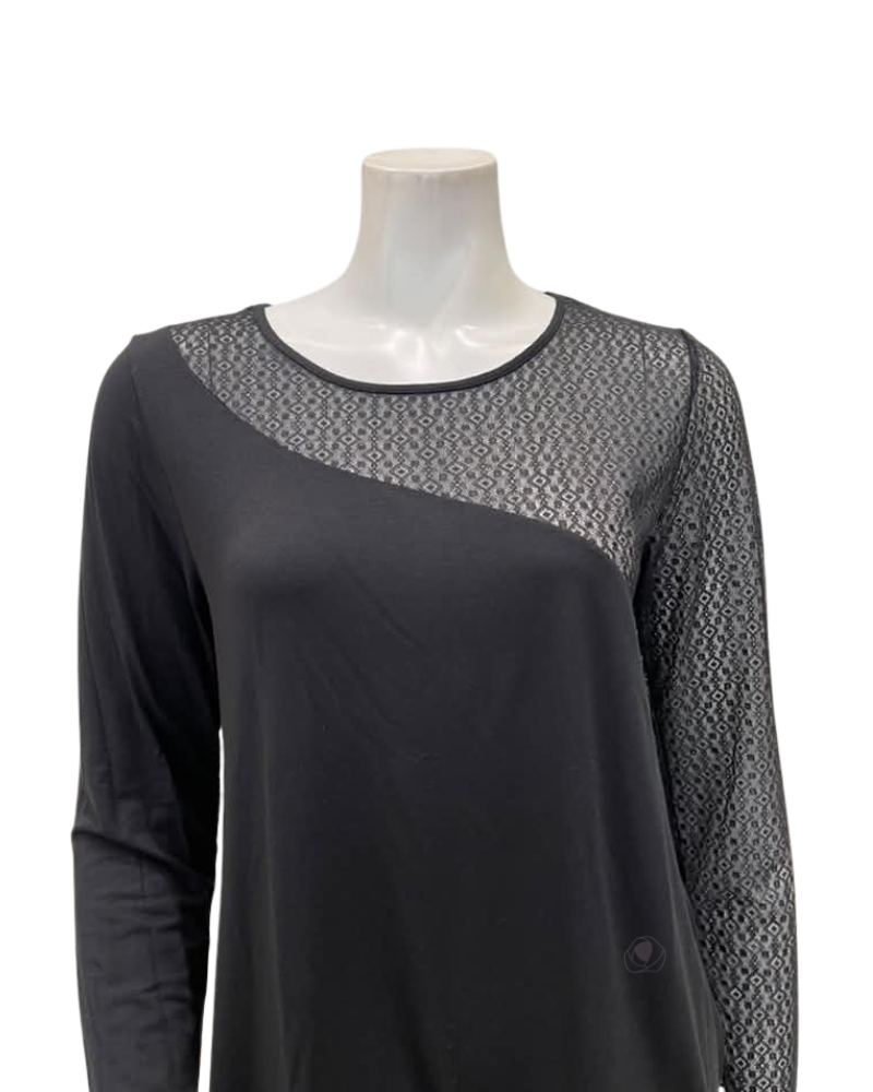 Verdiani Sheer Lace Black Modal Pajamas Set